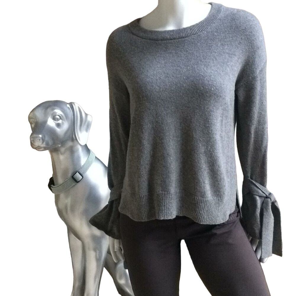 Madewell Tie Sleeve Gray Cotton Viscose Nylon Sweater Women's Size XS